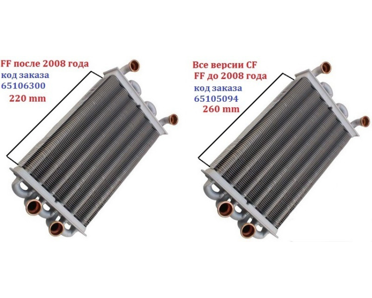 Теплообменник битермический для котлов Ariston Egis/AS/24 арт. 65105094